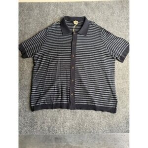Faherty Brand Organic Cotton Cashmere Striped Knit Button Down Polo Shirt 3XLT